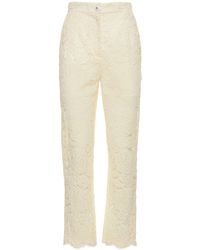 Dolce & Gabbana - High Rise Flared Lace Pants - Lyst