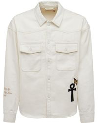 Honor The Gift Printed Cotton Denim Shirt - White