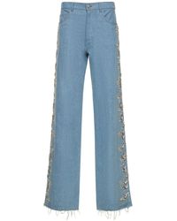 Magda Butrym Jeans larghi in con ricami - Blu