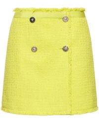 Versace - Cotton Blend Tweed Mini Wrap Skirt - Lyst