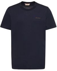 Marni - T-shirt in jersey di cotone con logo ricamato - Lyst