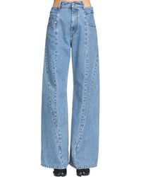 Maison Margiela Jean ample à détails de coutures - Bleu
