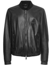 Dolce & Gabbana - Zip-up Leather Bomber Jacket - Lyst