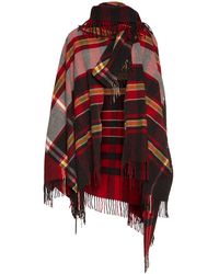 Vivienne Westwood Tartan Wool Blanket Cape W/ Fringes - Red
