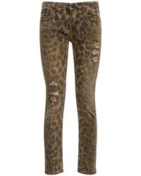 R13 Enge Denimjeans Mit Leopardendruck - Braun