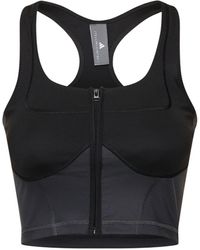 adidas By Stella McCartney - Two-tone Zipped Crop Tank Top - Lyst