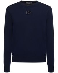 Dolce & Gabbana - Logo Embroidered Wool Crewneck Sweater - Lyst