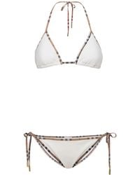 Burberry - Mata Nylon & Check Trim Triangle Bikini - Lyst
