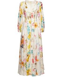 Zimmermann - Robe longue en lin floral halcyon - Lyst