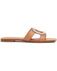 Roger Vivier - 5mm New Metal Buckle Leather Slides - Lyst