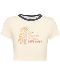 RE/DONE - Camiseta corta de algodón estampada - Lyst