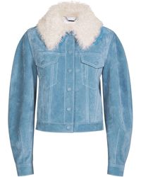 Chloé - Leather & Suede Shearling Collar Jacket - Lyst