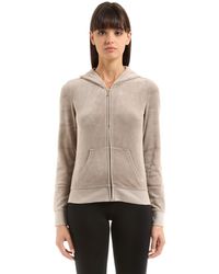 Juicy Couture Sweatshirt En Velours À Zip Avec Logo Et Cristaux - Neutre