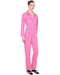 ganni pink denim jumpsuit