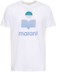 Isabel Marant - Logo Print Linen Jersey T-shirt - Lyst