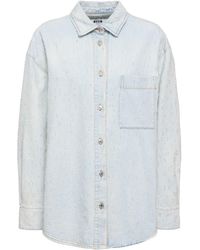 MSGM - Cotton Denim Shirt - Lyst