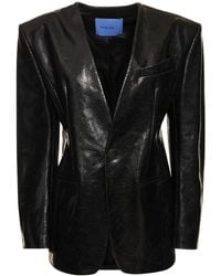 Mugler - Single Breasted Leather Jacket - Lyst