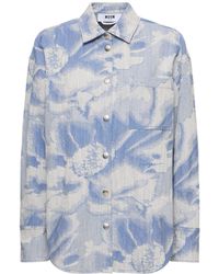 MSGM - Printed Cotton Blend Shirt - Lyst