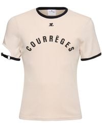 Courreges - T-shirt Aus Baumwolle Mit Schnalle Und Logo - Lyst