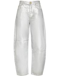 Ganni - Foil Coated Denim Jeans - Lyst