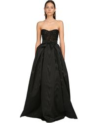 Zuhair Murad Langes Kleid Aus Moiré Und Spitze - Schwarz