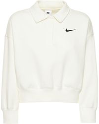 Nike Polosweatshirt Aus Baumwollmischung - Weiß