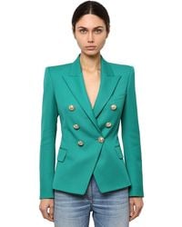Balmain Blazer De Grain De Poudre - Verde
