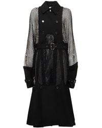Noir Kei Ninomiya - Wool & Mohair Net Belted Midi Coat - Lyst