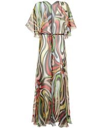 Emilio Pucci - Silk Chiffon Marmo Print Robe Dress - Lyst
