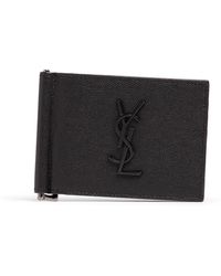 Saint Laurent - Monogram Leather Wallet W/ Bill Clip - Lyst