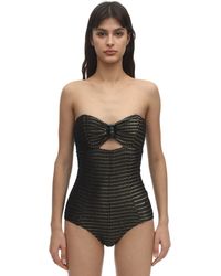 Lisa Marie Fernandez Strapless Buckle Jacquard Swimsuit - Schwarz