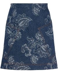 Etro - Printed Denim Mini Skirt - Lyst