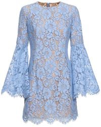 Michael Kors - Floral Lace Cotton Blend Mini Dress - Lyst