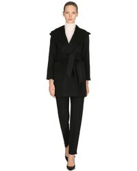 Max Mara Rialto Hooded Camel Coat - Black