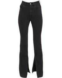 The Attico Jeans De Denim Acampanados De Algodón - Negro