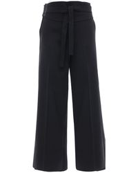 Max Mara Belted Wool Crepe Crop Trousers - Black