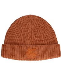 Etro - Cappello beanie in lana con logo - Lyst