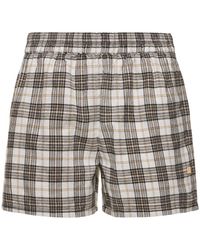 Acne Studios - Cotton Twill Checked Shorts - Lyst
