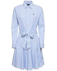 Polo Ralph Lauren - Baumwoll-Hemdkleid mit Bahnen - Lyst