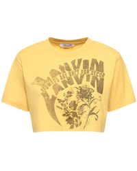Lanvin - Printed Short Sleeve Cropped T-shirt - Lyst