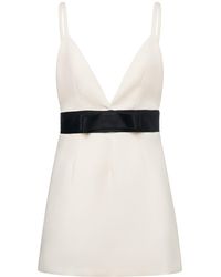 Dolce & Gabbana - Wool Blend Mini Dress W/ Bow - Lyst