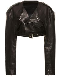Rick Owens - Cropped Leather Biker Jacket - Lyst