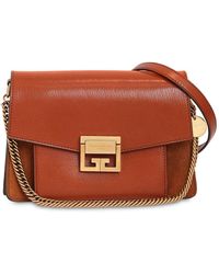 Givenchy Gv3 Kleine Schultertasche Aus Strukturiertem Leder Und Veloursleder - Braun