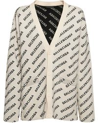 Balenciaga - All-Over Logo Cotton Blend Cardigan - Lyst