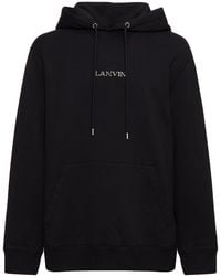 Lanvin - Logo Embroidery Oversized Cotton Hoodie - Lyst