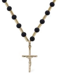 Dolce & Gabbana - Crucifix Charm Beaded Chain Necklace - Lyst