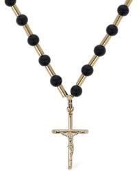 Dolce & Gabbana - Crucifix Charm Beaded Chain Necklace - Lyst