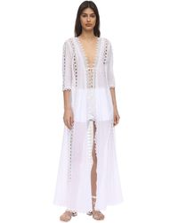 Charo Ruiz Kaftan Aus Baumwolle Und Spitze "ali" - Weiß