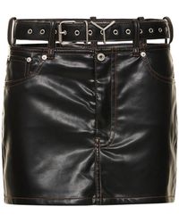 Y. Project - Faux Leather Mini Skirt W/Logo Belt - Lyst