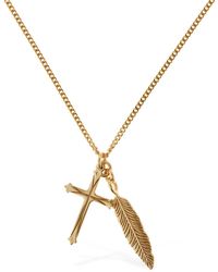 Emanuele Bicocchi - Cross & Feather Pendant Necklace - Lyst